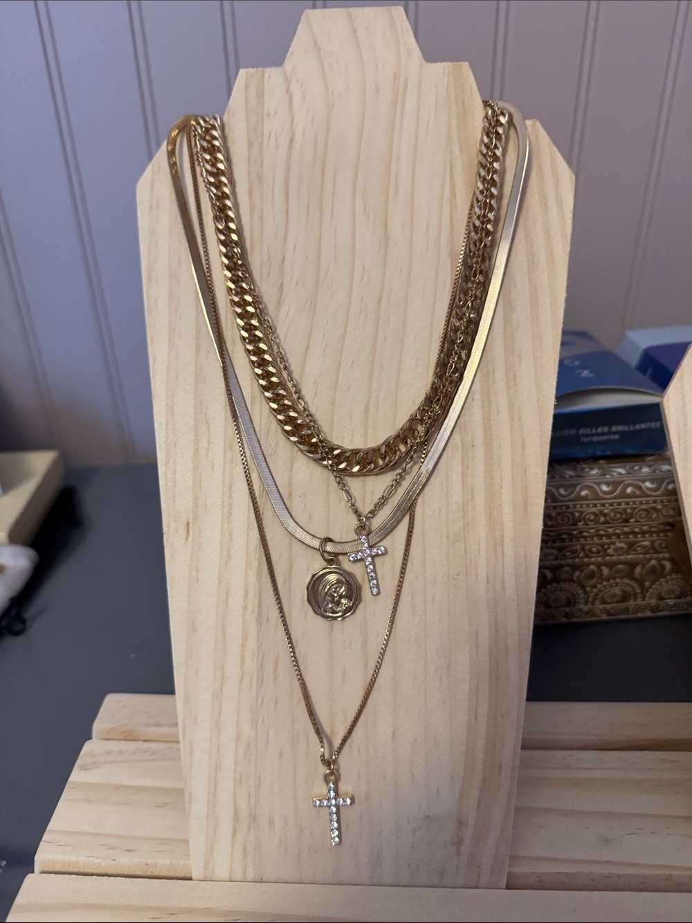 Multi layer cross necklace
